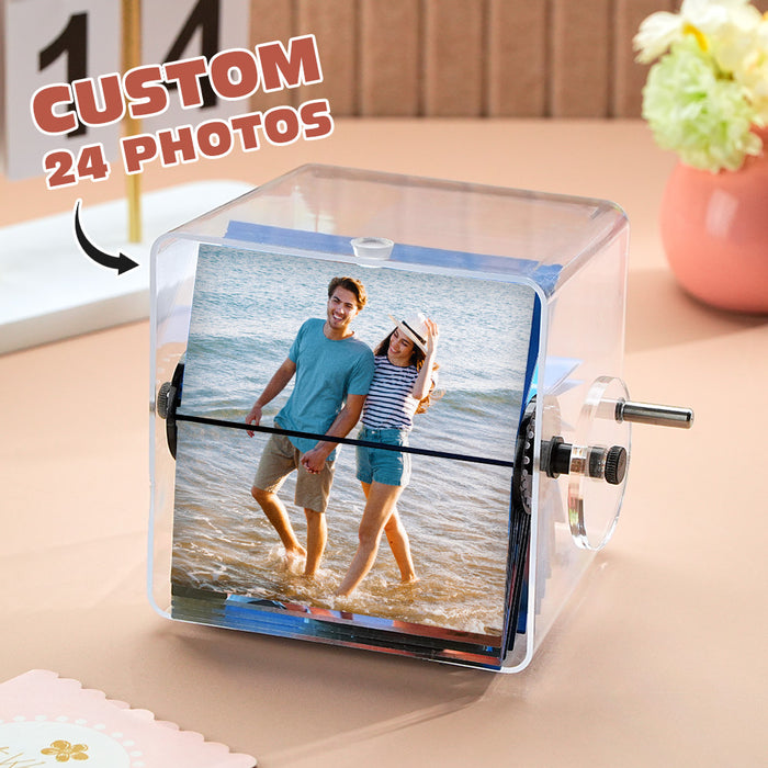 Custom 24 Photos Flipbook Frame Animation Machine Detachable Photos Hand cranked Flipbook Box For Anniversary Or Valentines Gift