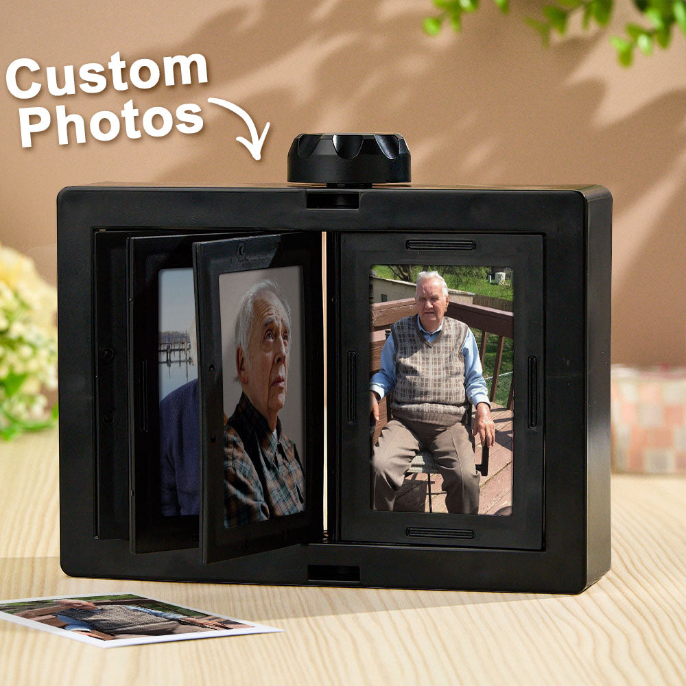 Personalized Rotating Photo Frame Carousel Custom Photo Desktop Photo Reel Flip & Spin Photo Box  Anniversary GIft For Wife