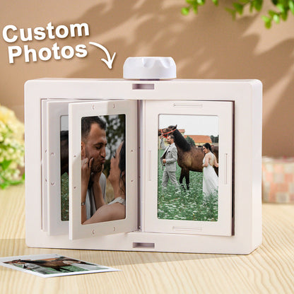 Personalized Rotating Photo Frame Carousel Custom Photo Desktop Photo Reel Flip & Spin Photo Box  Anniversary GIft For Wife