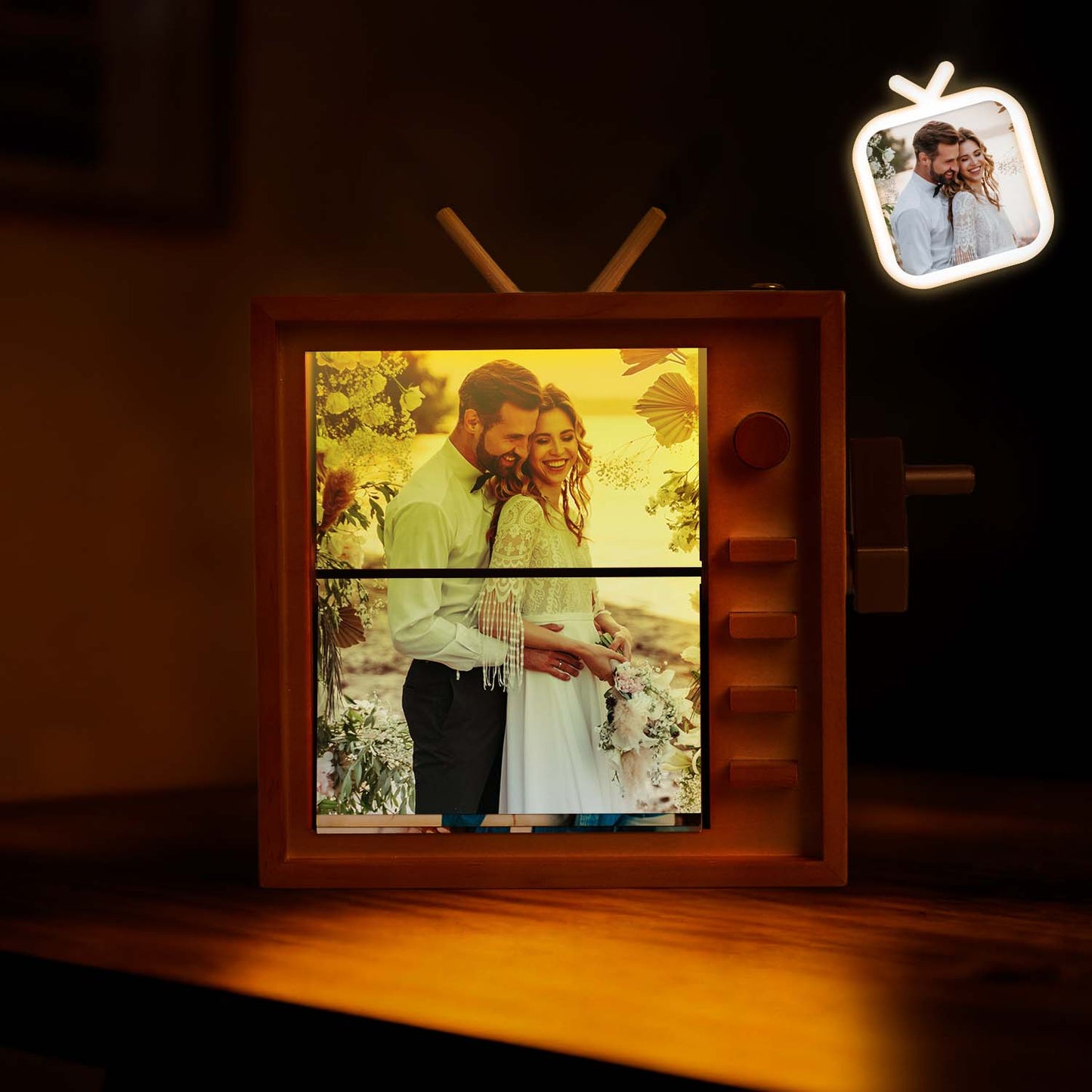 Custom Photo Hand cranked Flipbook Frame Vertical Television Animation Machine Photo Album with Light Memorial Gift
