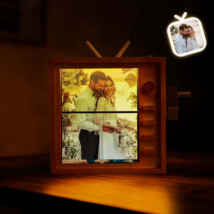 Custom Photo Hand cranked Flipbook Frame Vertical Television Animation Machine Photo Album with Light Memorial Gift