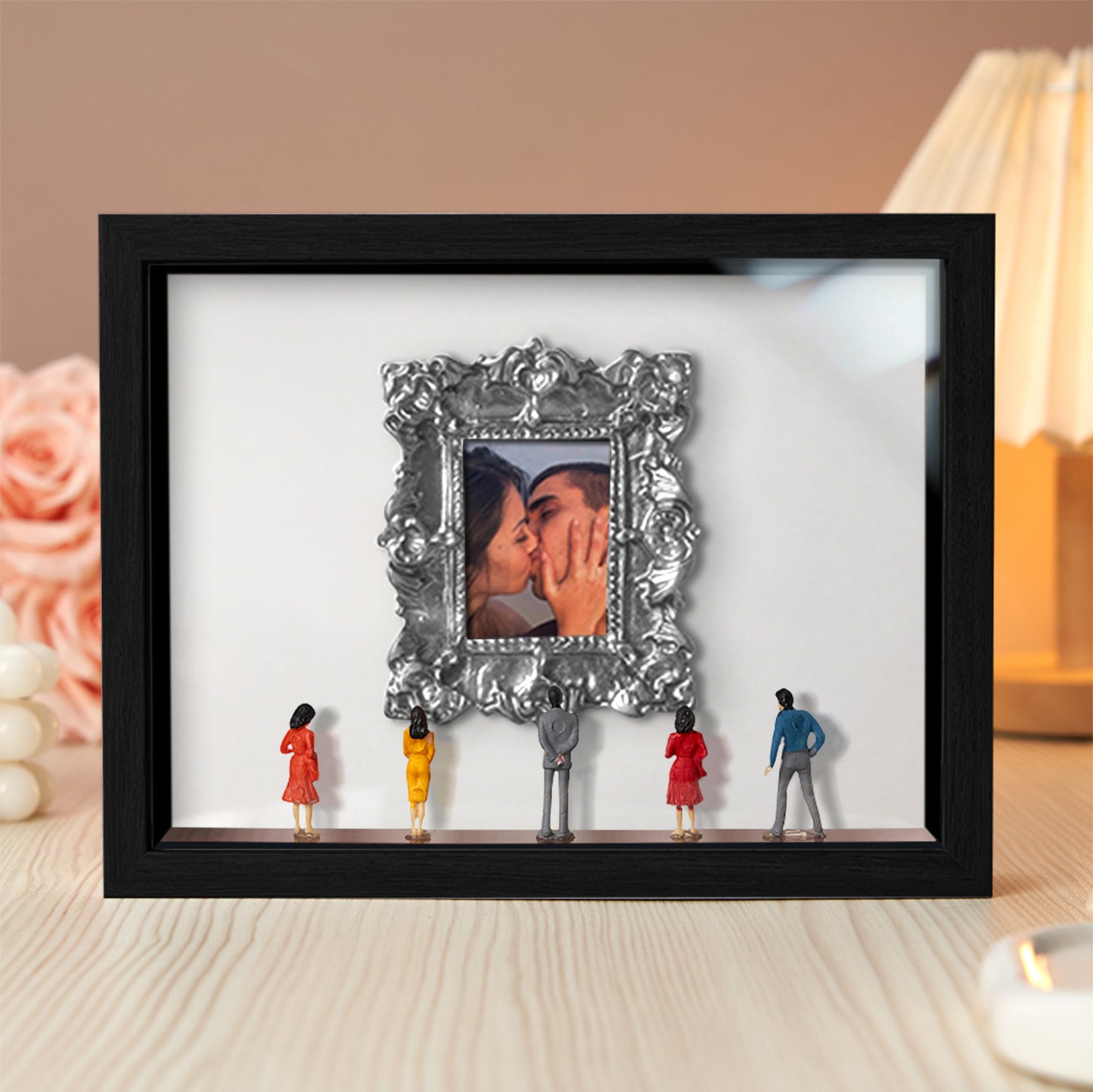 Cute Miniature Museum With Spot Lights  Black Frame Personalized Couples Gift for Her