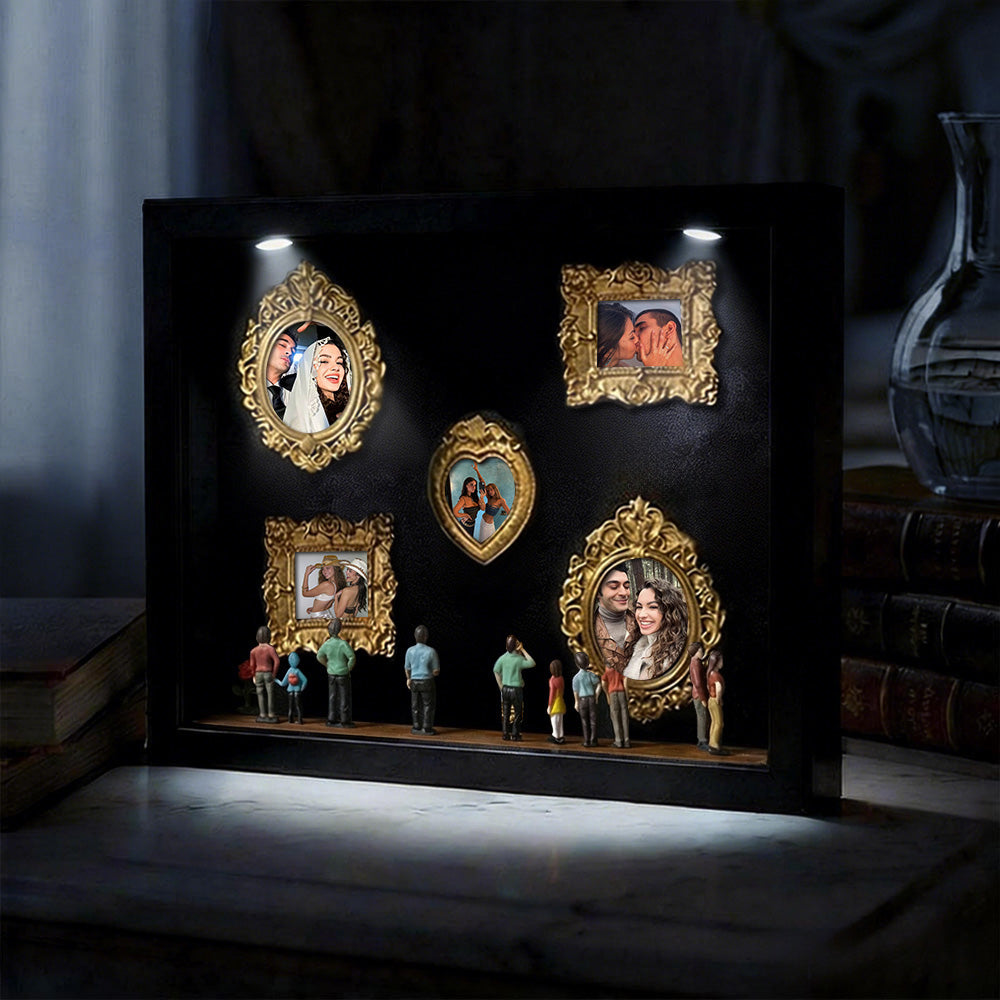 Cute Miniature Museum With Spot Lights  Black Frame Personalized Couples Gift for Her