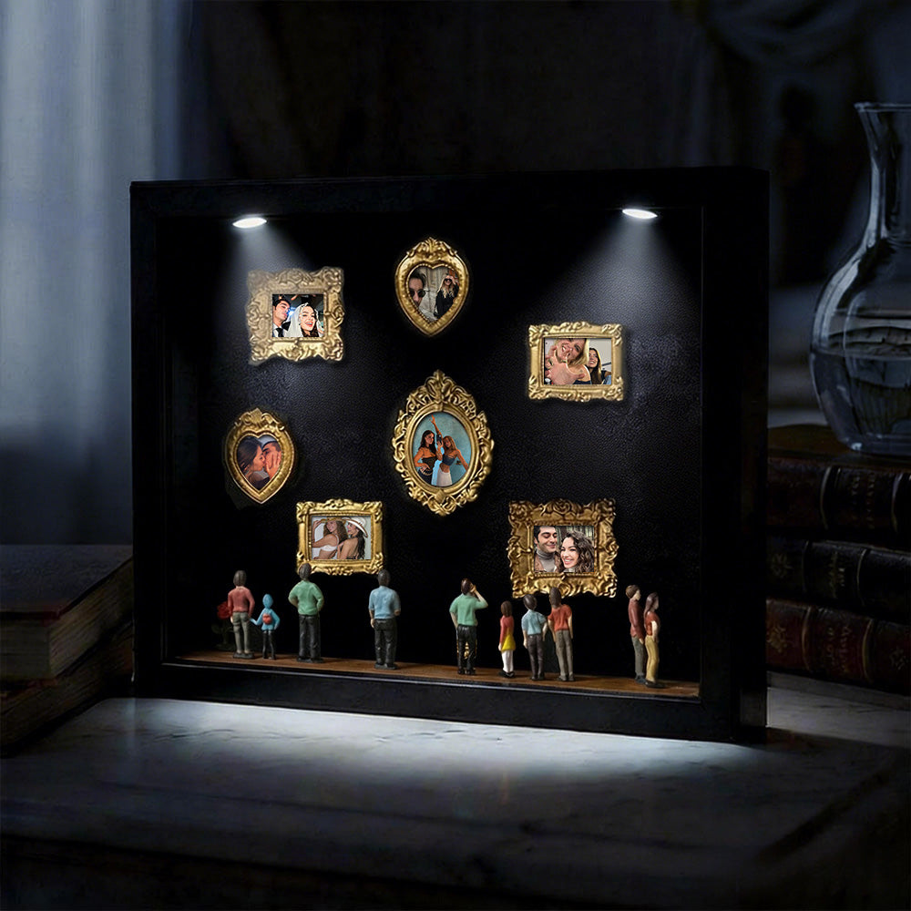 Cute Miniature Museum With Spot Lights  Black Frame Personalized Couples Gift for Her