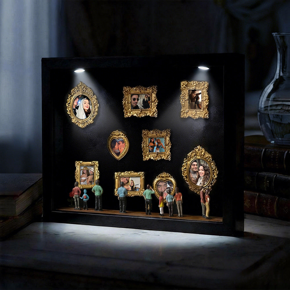 Cute Miniature Museum With Spot Lights  Black Frame Personalized Couples Gift for Her