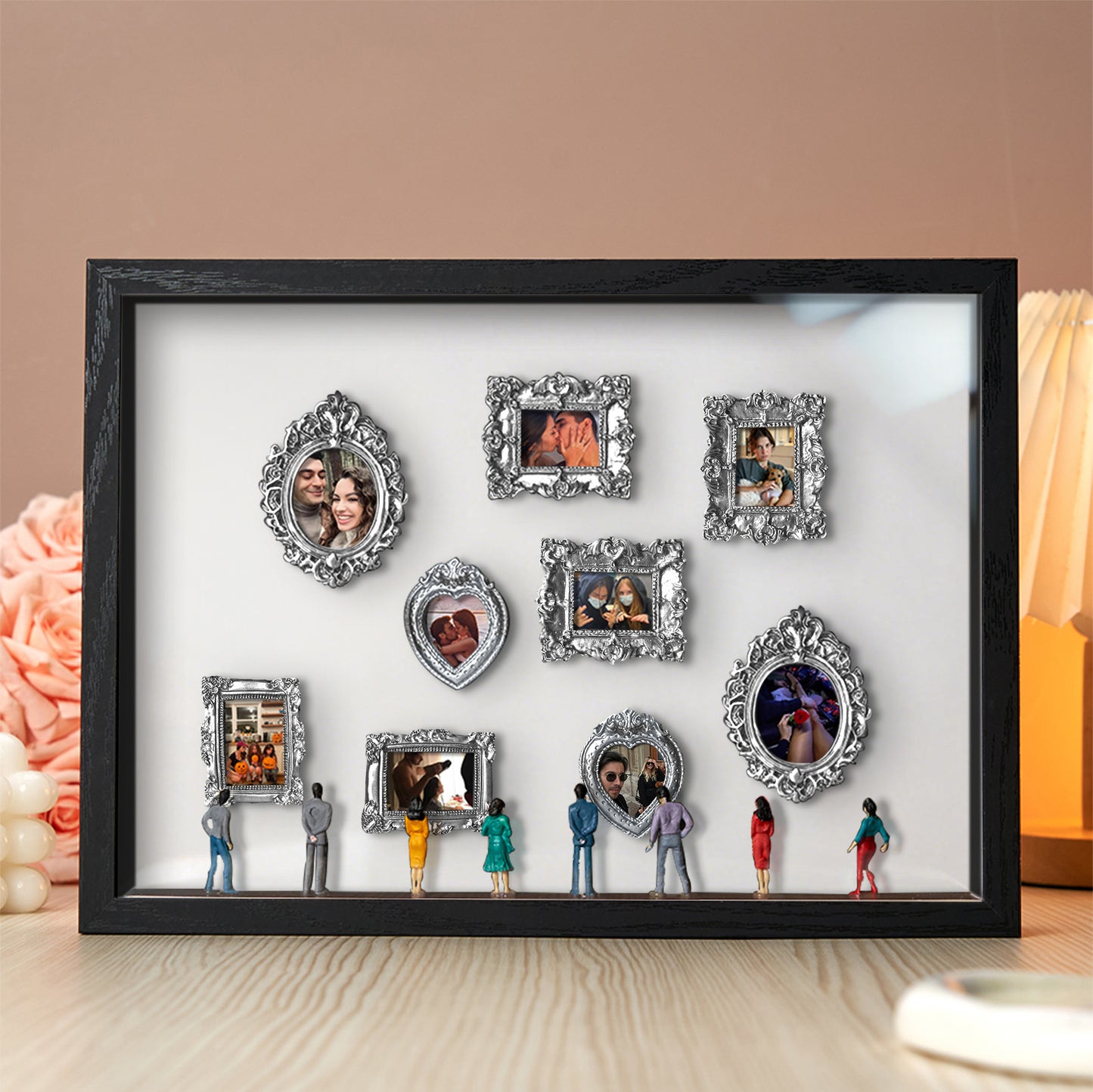 Cute Miniature Museum With Spot Lights  Black Frame Personalized Couples Gift for Her