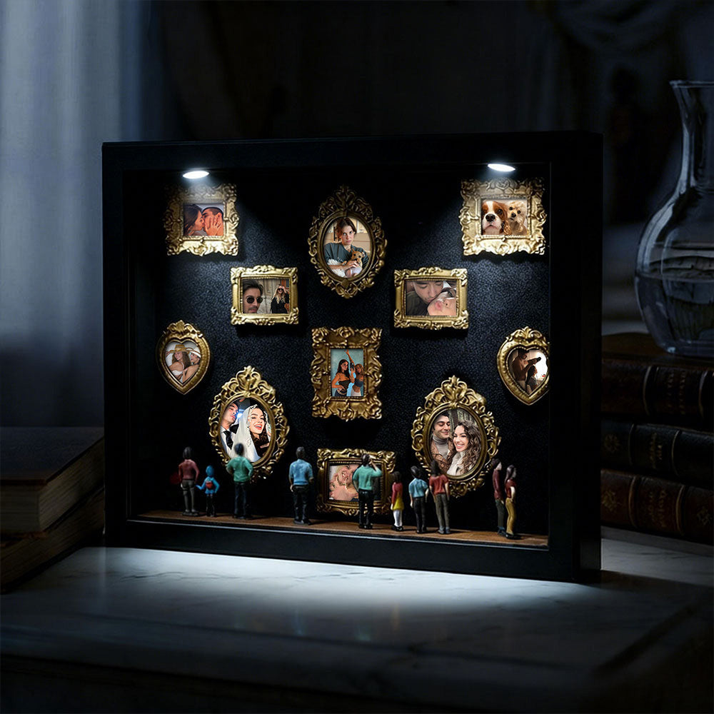 Cute Miniature Museum With Spot Lights  Black Frame Personalized Couples Gift for Her
