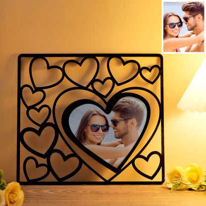 Custom Heart shaped Photo Frame Wood Acrylic Photo Decor Anniversary Gift for Lover