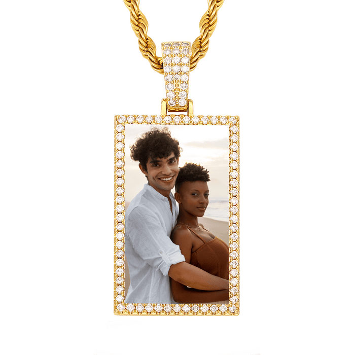Personalized Pendant with Picture - Rectangle Pendant Necklace for Mom’s Birthday