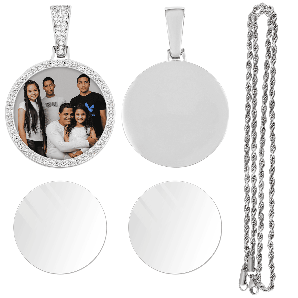 Custom Family Picture Necklace with Iced Frame – Forever Memory Gift