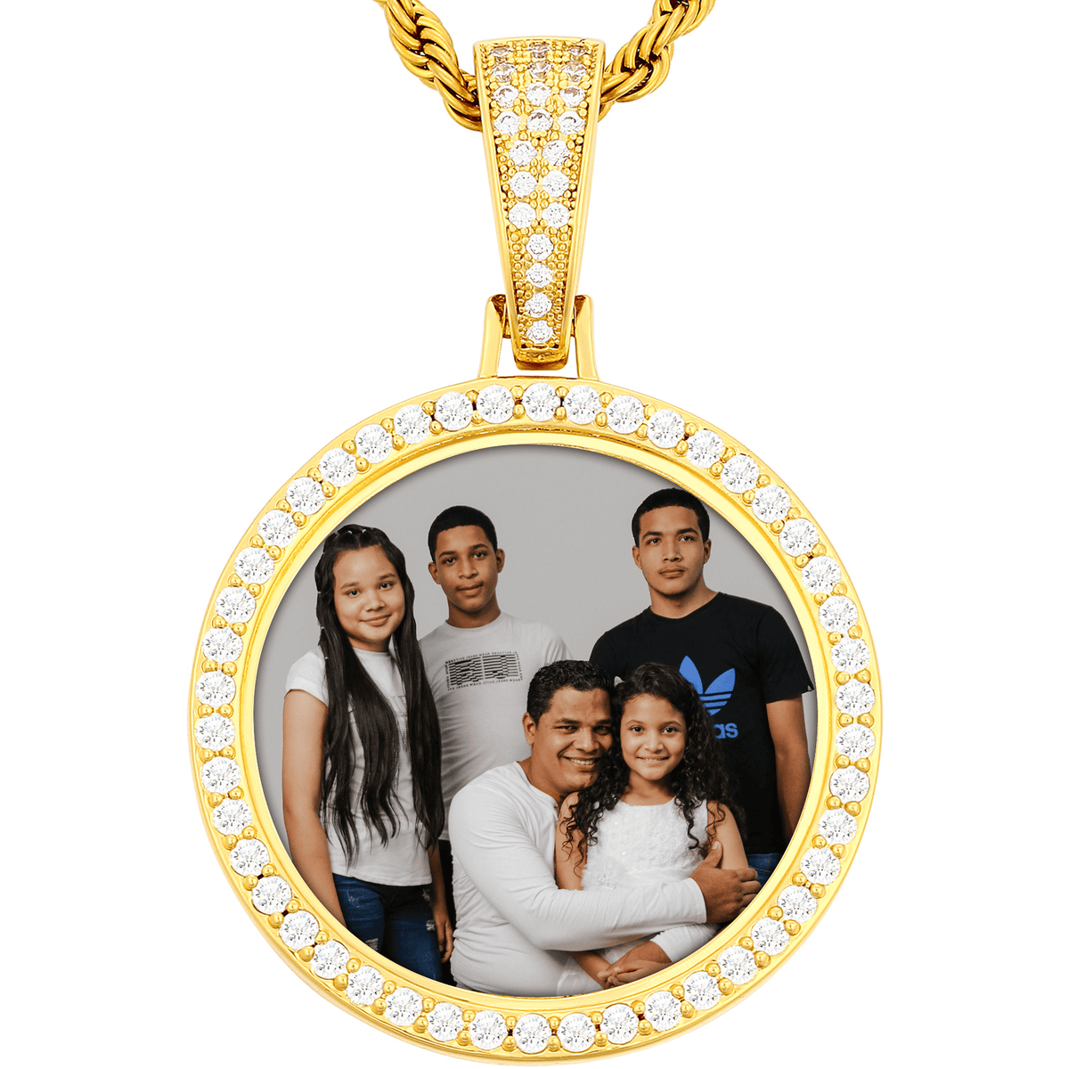 Custom Family Picture Necklace with Iced Frame – Forever Memory Gift