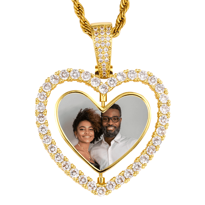 Custom Heart Necklace with Photo Inside Engraving- Long Distance Relationship Gift