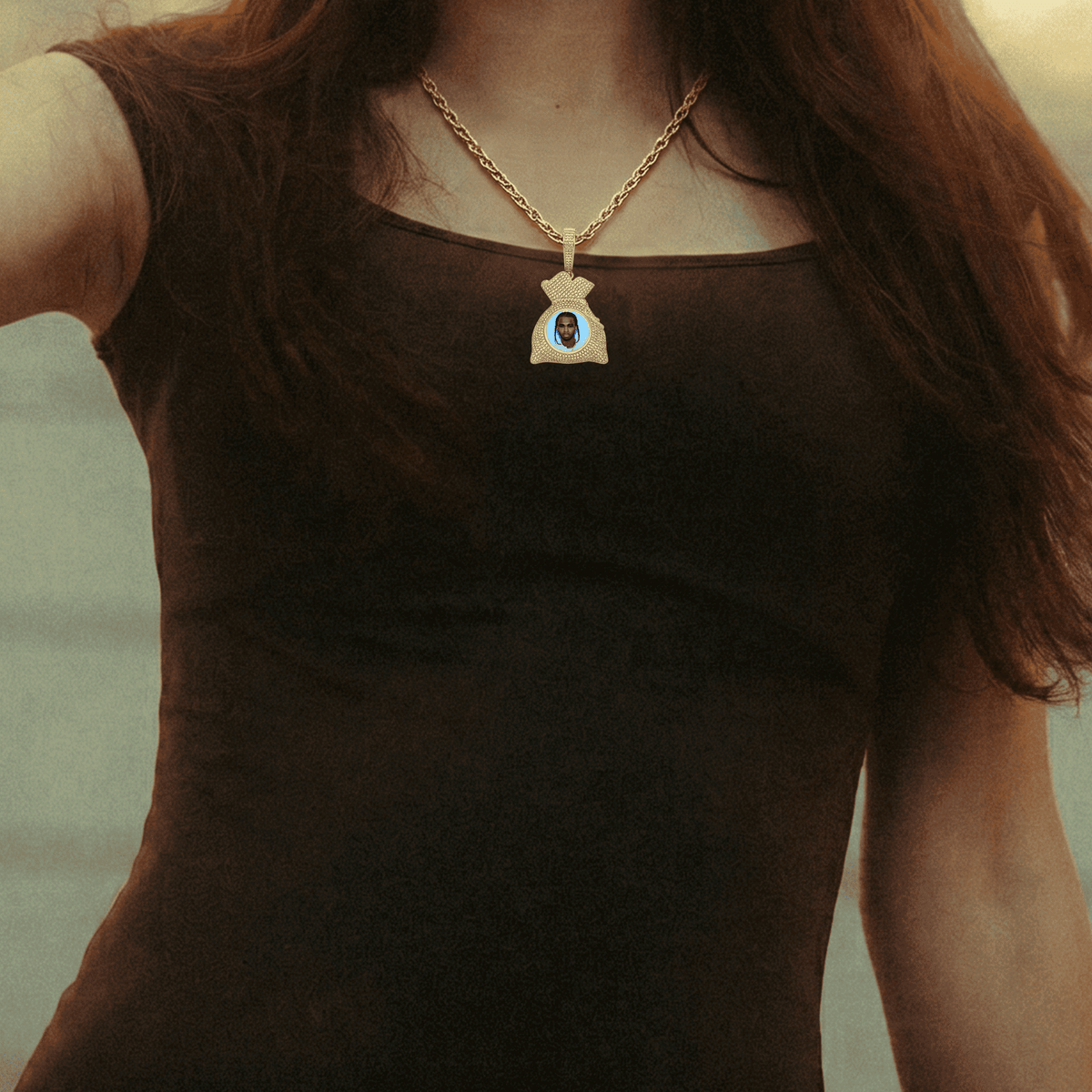 Money Bag Photo Necklace With Picture 