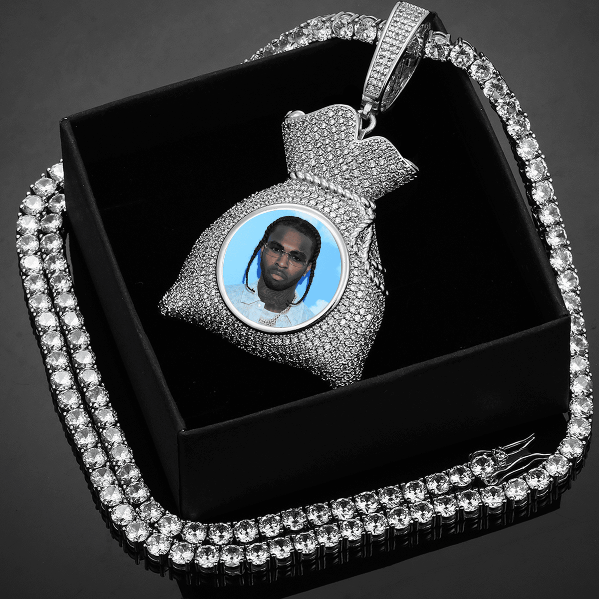 Money Bag Photo Necklace With Picture 