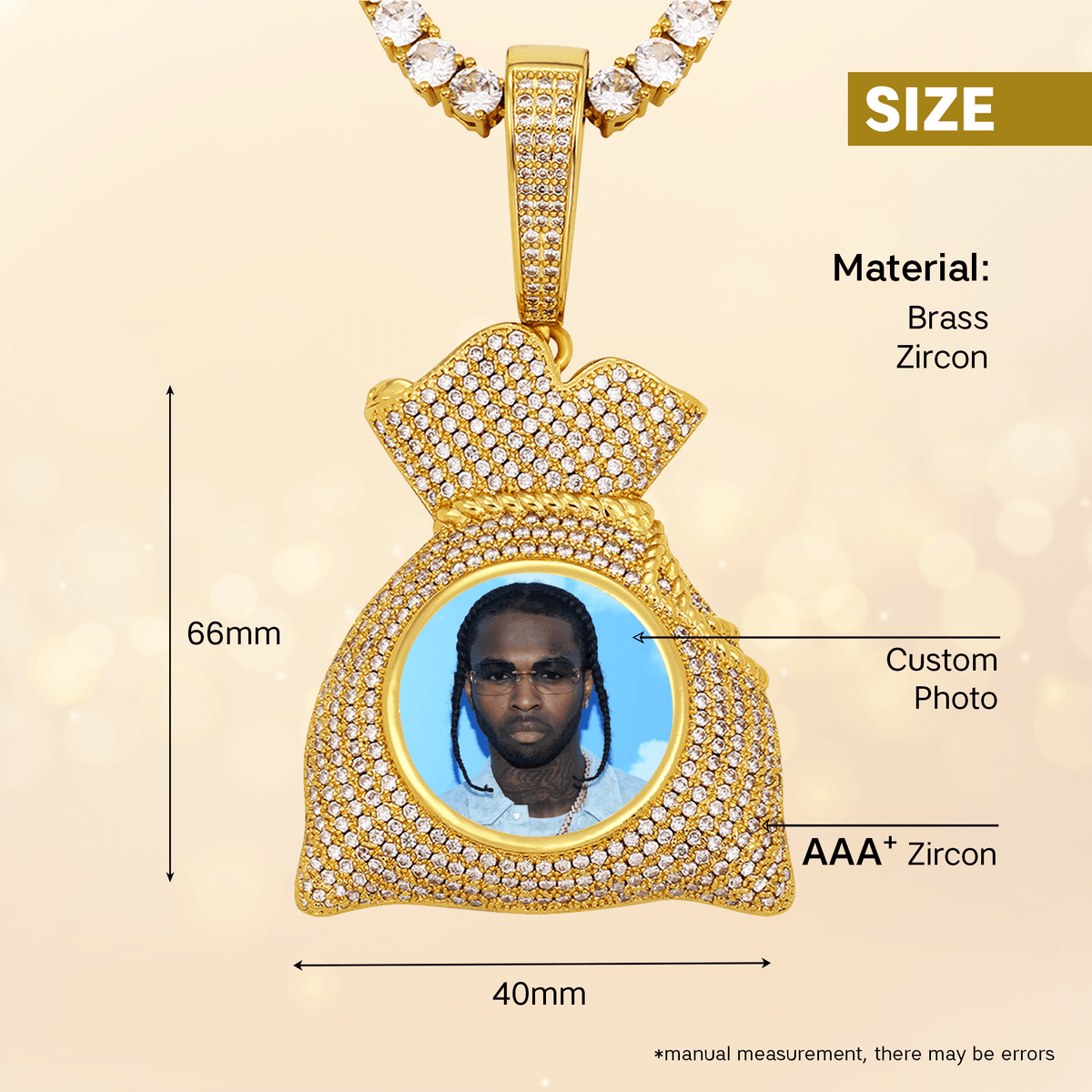 Money Bag Photo Necklace With Picture 