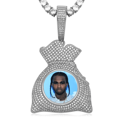 Custom Photo Money Bag Pendant - Iced Out Hip Hop Necklace