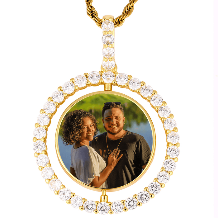 Custom Photo Rotating Double-Sided Medallions Pendant Necklace- Timeless symbol of love and memory