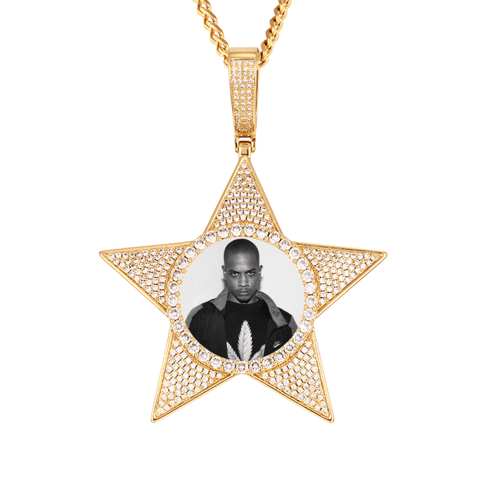 Custom Photo Star Pendant – Iced Out Hip-Hop Necklace for Your Story, Your Drip
