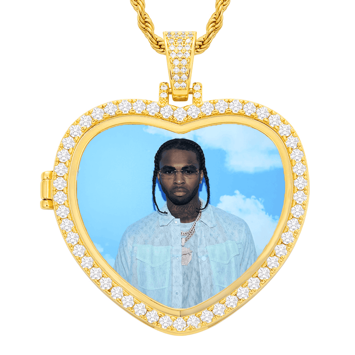 Picture necklace for men – custom photo medallion pendant in gold