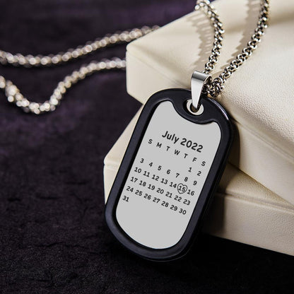 Custom Photo Necklace Personalized Calendar Pendant Anniversary Gifts for Him