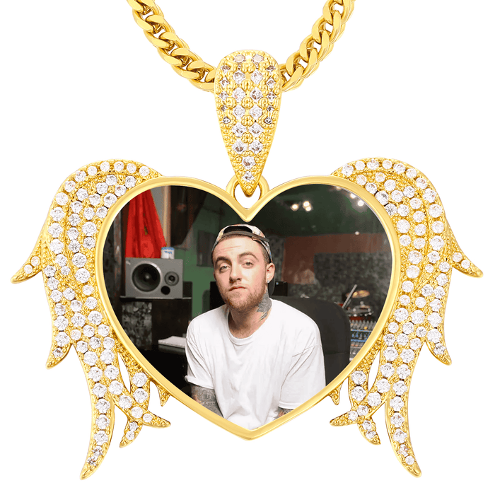Iced Out Bold Hip-Hop Heart Shaped Picture Necklace- Picture Pendant with Bold Style
