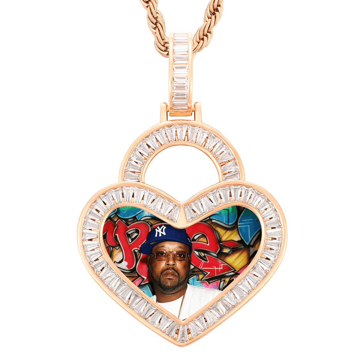 Iced Out Heart Pendant Necklace - Custom Photo Bling For Your Signature Look
