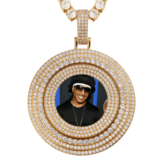 Iced Out Hip-Hop Chain With Picture Inside- Custom Gift for Cool Dads