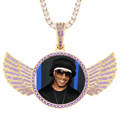 Iced Out Wings Picture Pendant Necklace – Personalized Hip-Hop Chain