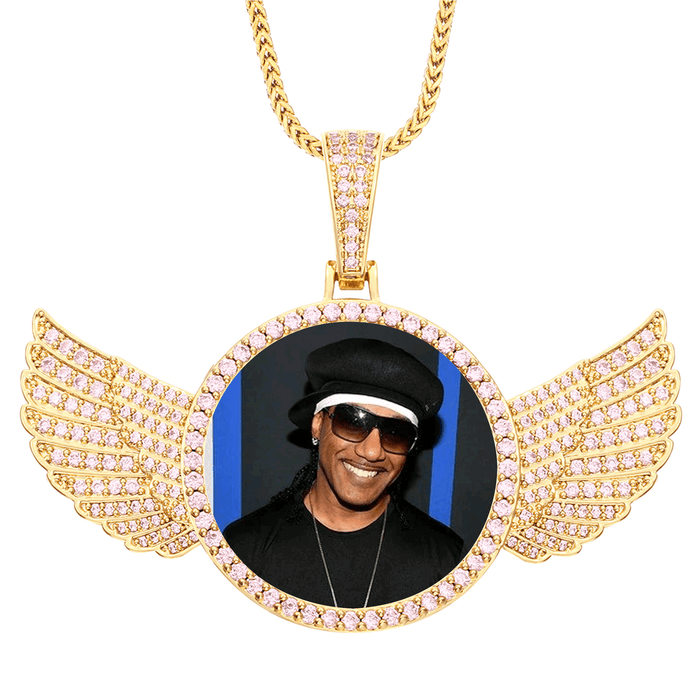 Iced Out Wings Picture Pendant Necklace – Personalized Hip-Hop Chain