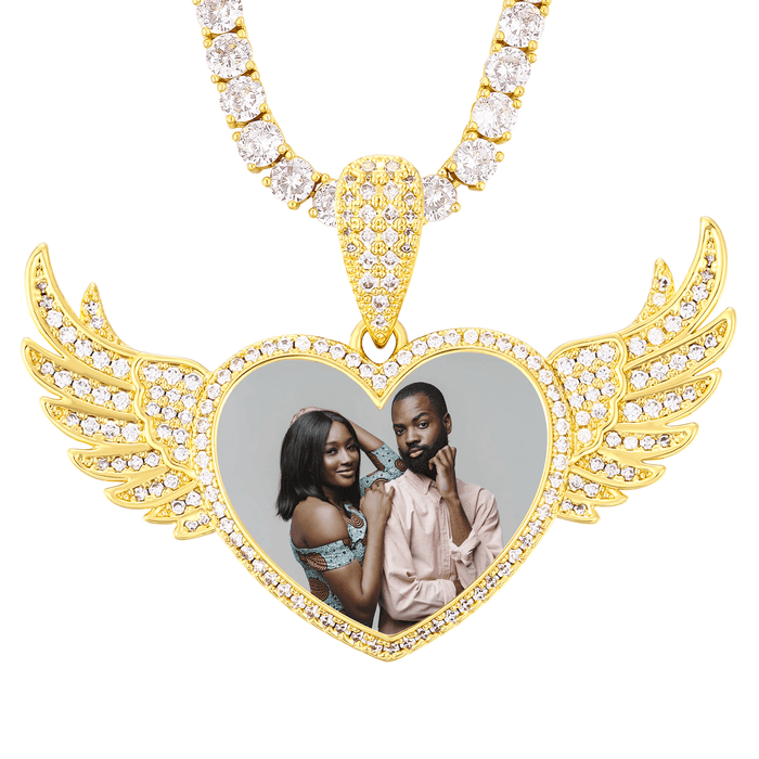 Personalized Angel Wing Necklace with Photo – Memorial Gift for Someone Special