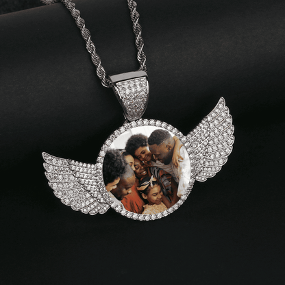 Angel Wing Photo Necklace With Picture Inside – Custom Personalized Pendant