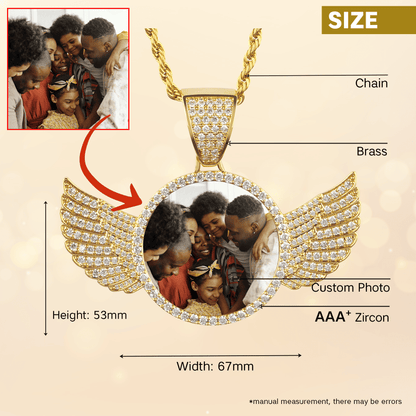 Personalized Photo Necklace with Wings 