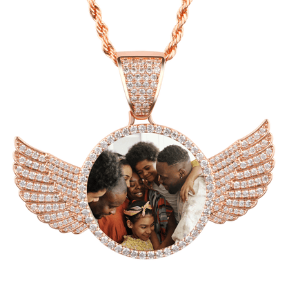 Personalized Photo Necklace with Wings 