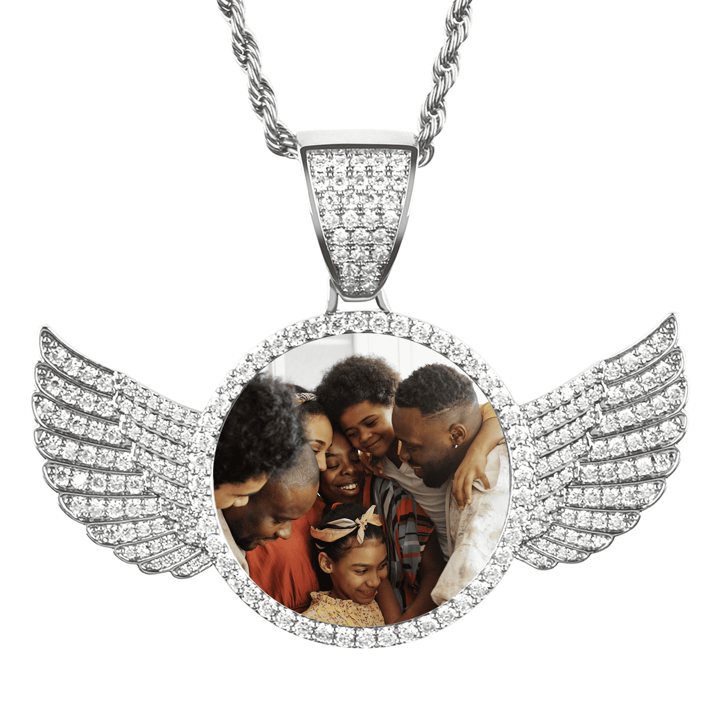 Personalized Photo Necklace with Wings 