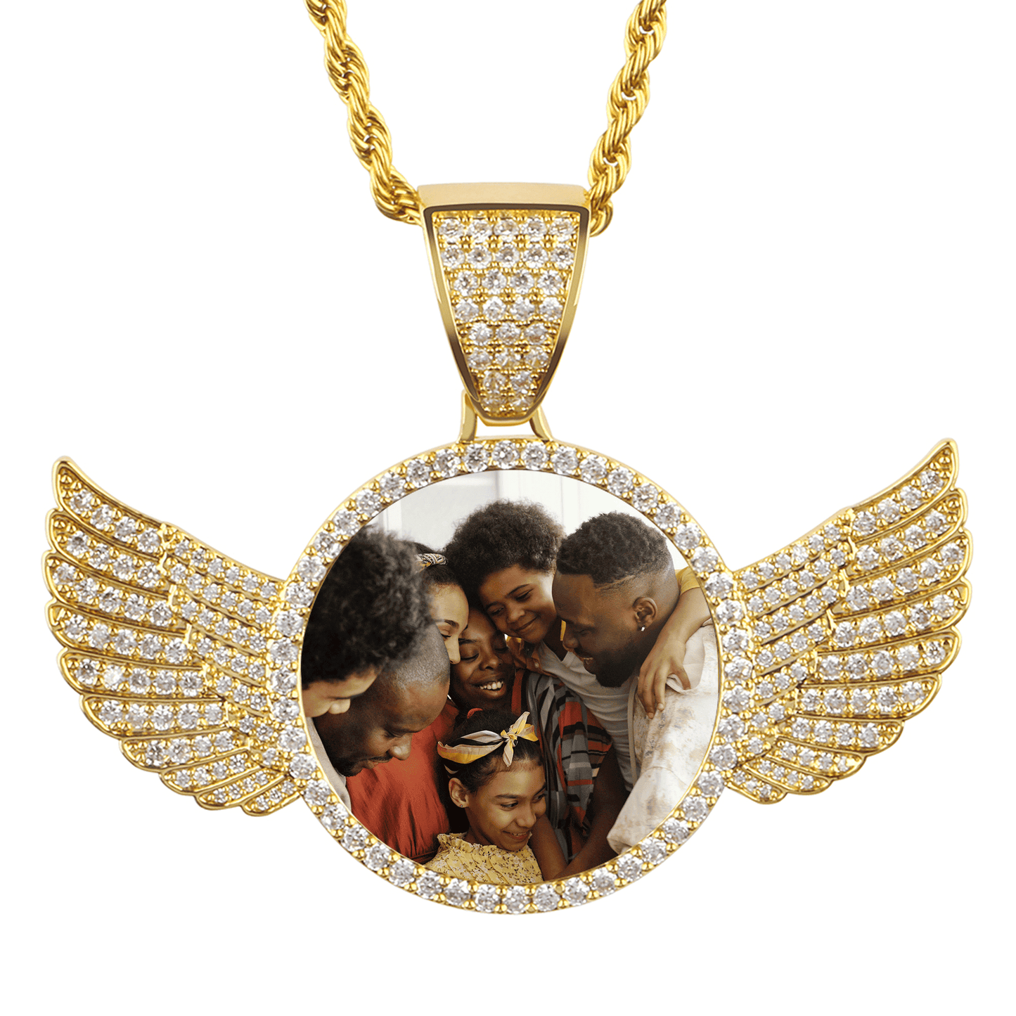 Personalized Photo Necklace with Wings 