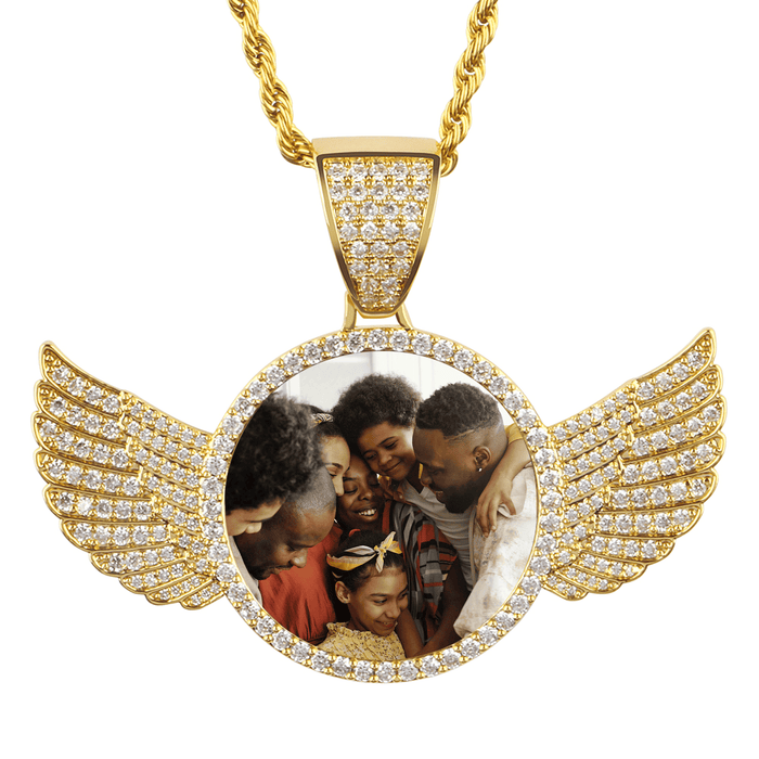 Personalized Photo Necklace with Wings 