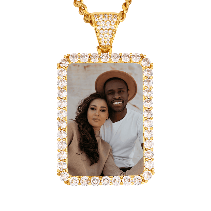 Photo Pendant Necklace - 18K Gold Rectangle Pendant Necklace for Anniversary Gift
