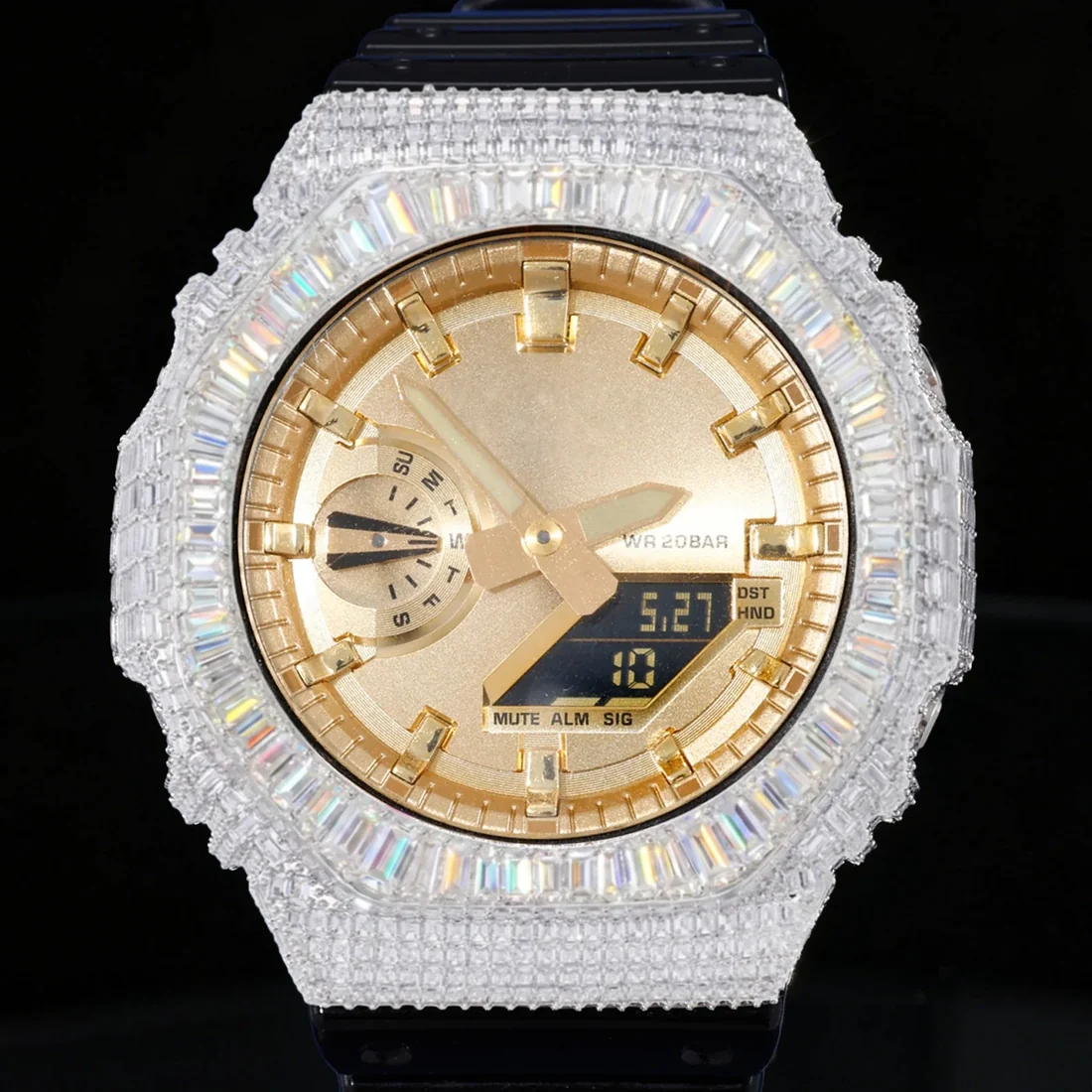 Hip Hop Moissanite Baguette Halo Bezel Case for GA2100 TQW0019