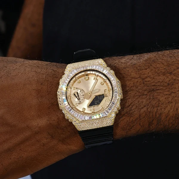 Hip Hop Moissanite Baguette Halo Bezel Case for GA2100 TQW0019