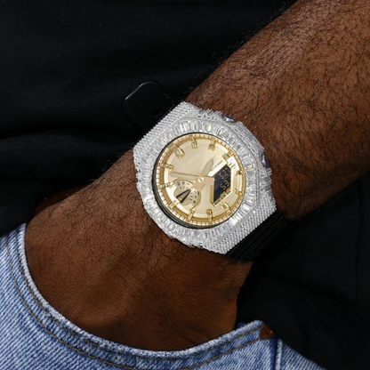 Hip Hop Moissanite Baguette Halo Bezel Case for GA2100 TQW0019