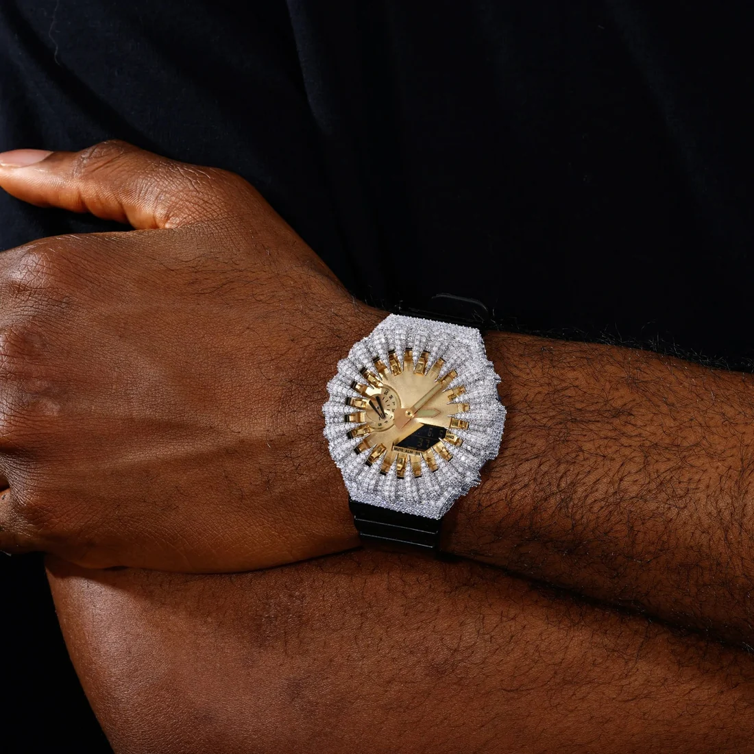 Bear Claw Iced Out Moissanite Silver Watch Case for GA2100 TQW0039