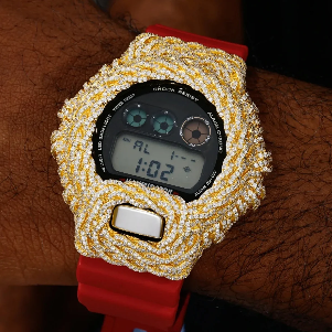 Iced Out Moissanite Rope Watch Bezel Case for DW6900 Series