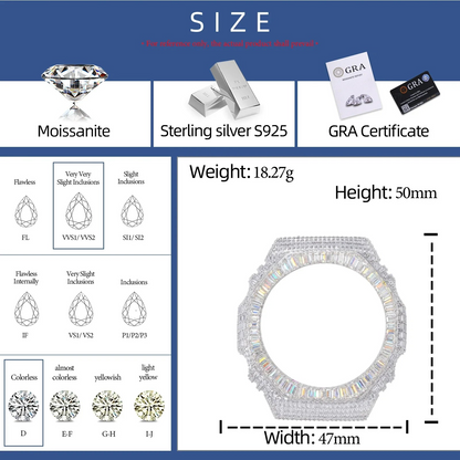 Hip Hop Moissanite Baguette Halo Bezel Case for GA2100 TQW0019
