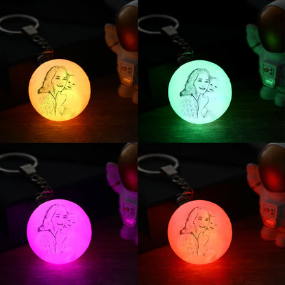 Custom 3D Printed Photo Moon Lamp Keychain For Wife