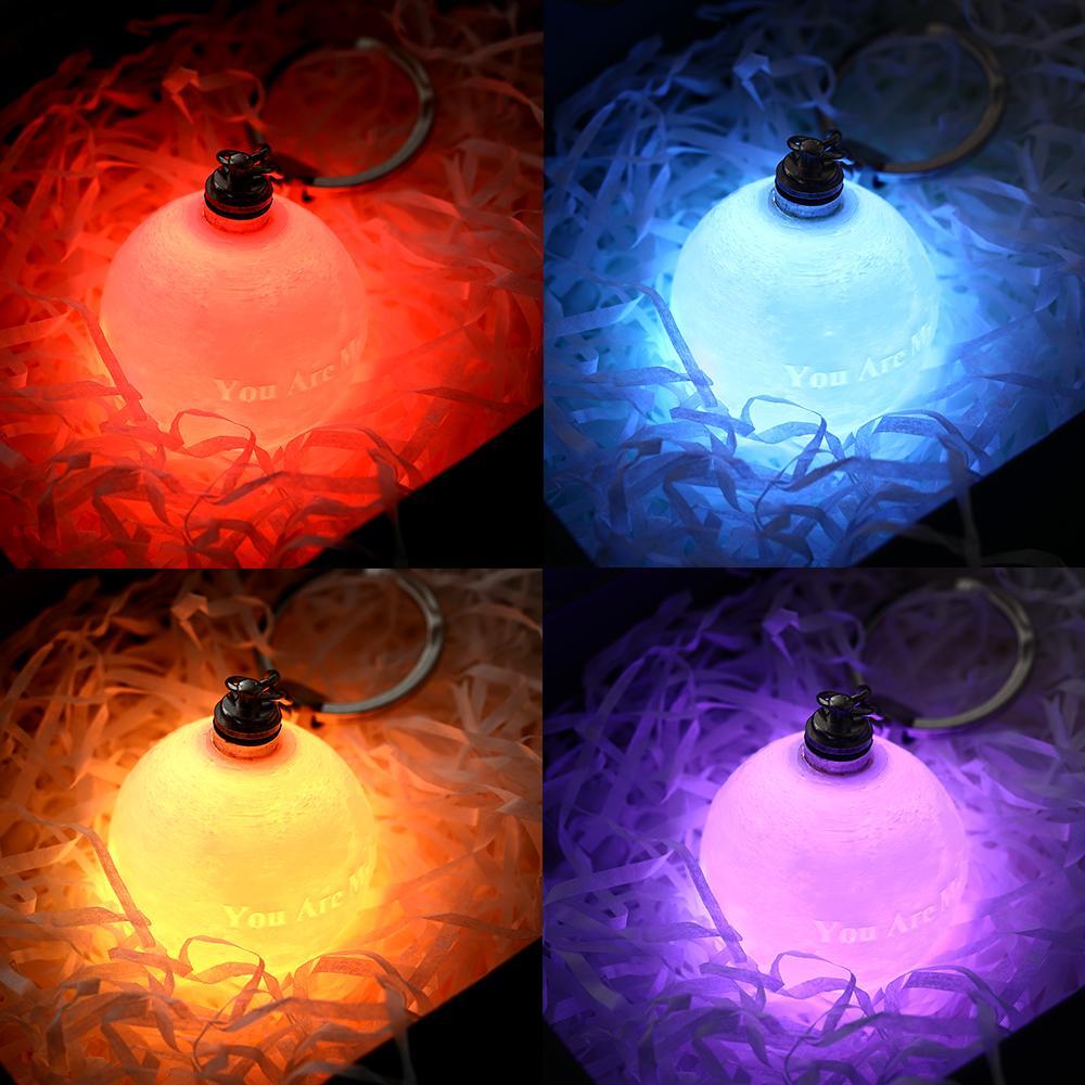 Custom 3D Printed Photo Moon Lamp Keychain For Wife