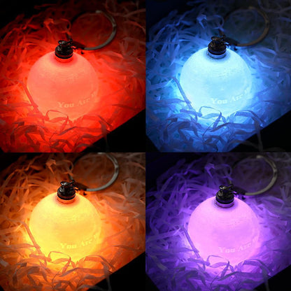 Custom 3D Printed Photo Moon Lamp Keychain For Wife