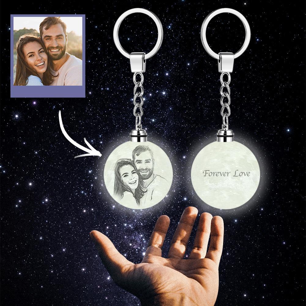 Custom 3D Printed Photo Moon Lamp Keychain For Wife