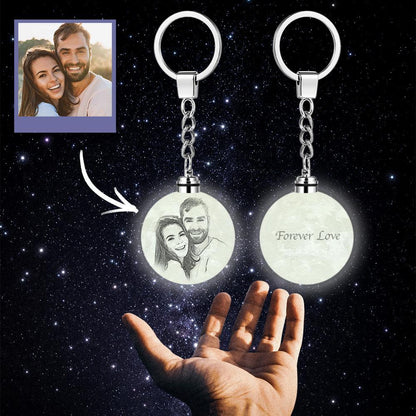 Custom 3D Printed Photo Moon Lamp Keychain For Wife