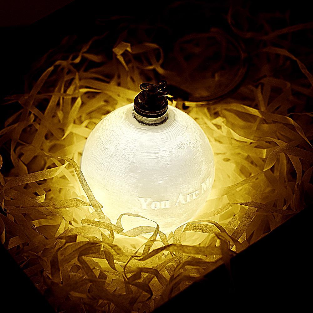 Custom 3D Printed Photo Moon Lamp Keychain For Wife