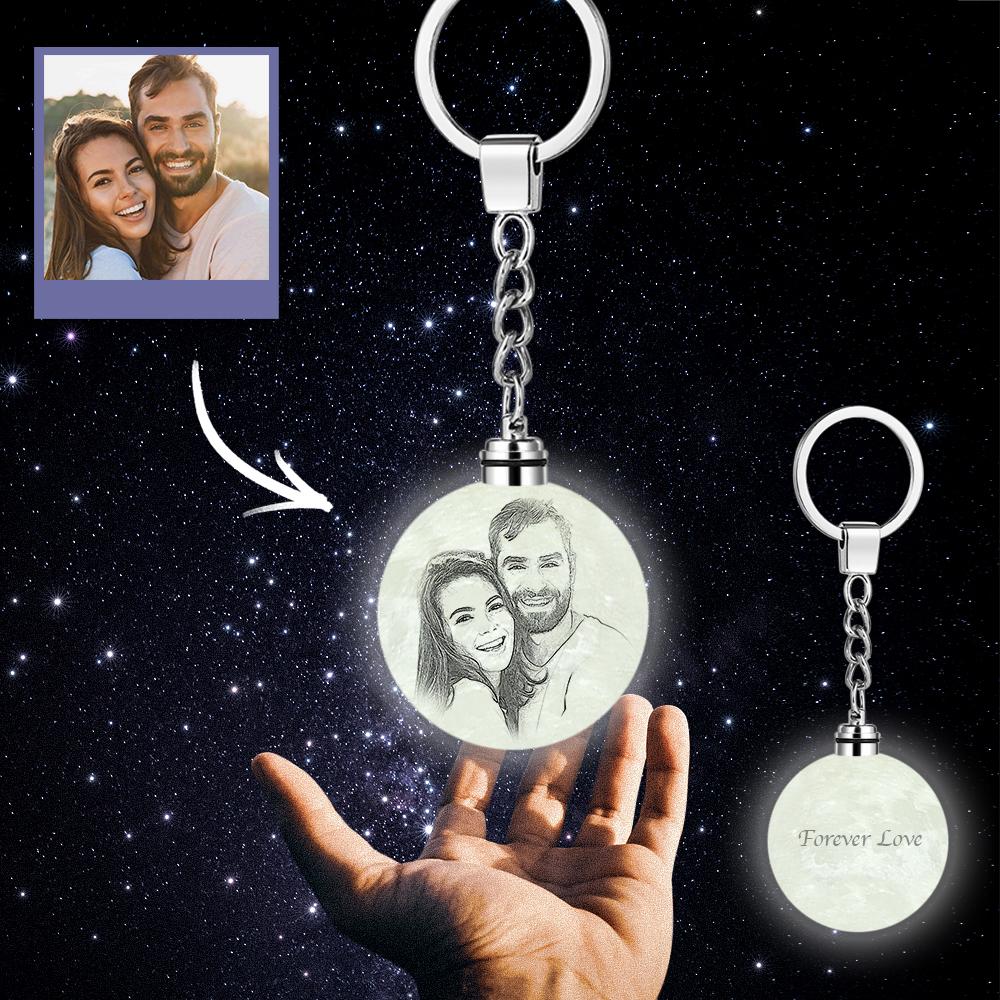 Custom 3D Printed Photo Moon Lamp Keychain For Wife